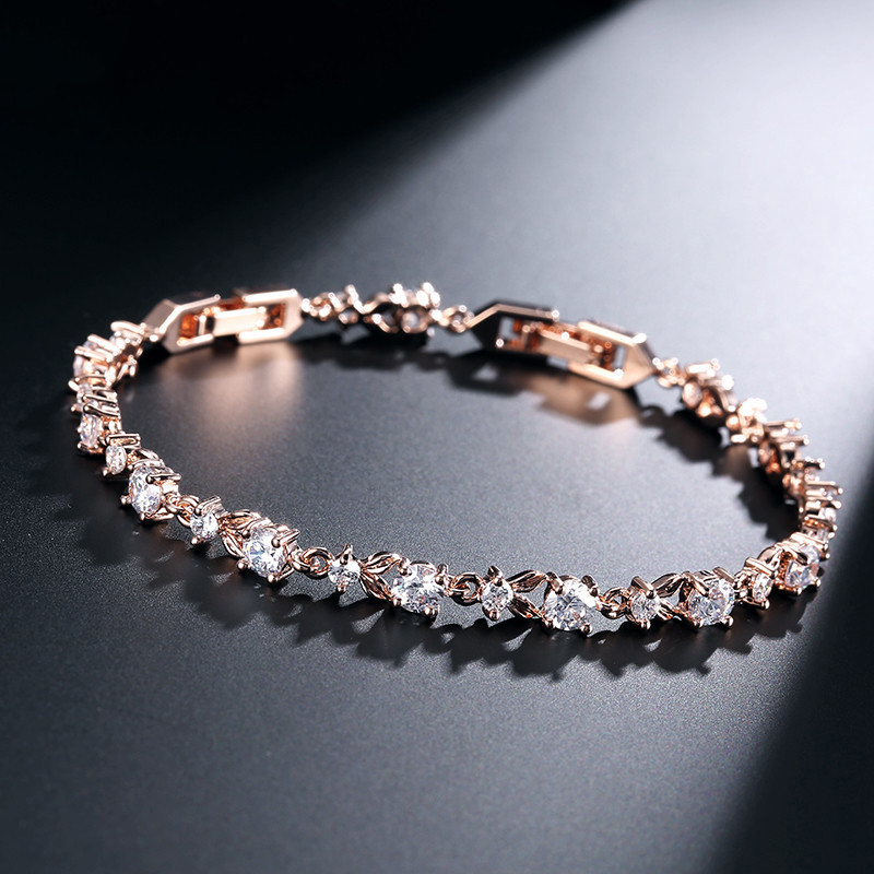 Ladies' Beautiful Copper/Zircon Cubic Zirconia Bracelets For Her