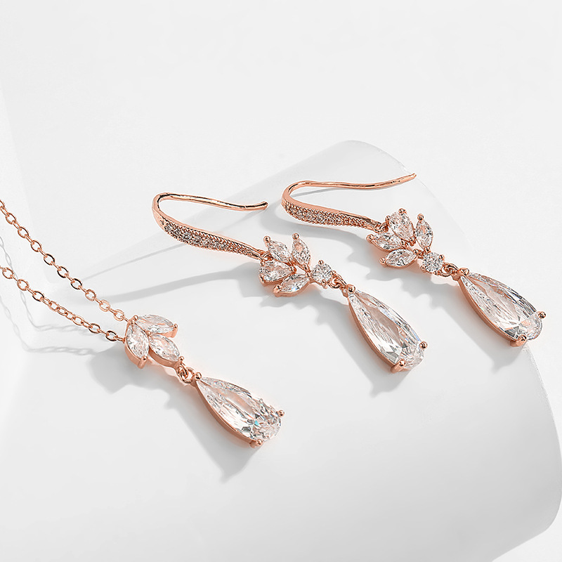 Ladies' Elegant Copper/Zircon Cubic Zirconia Jewelry Sets For Her