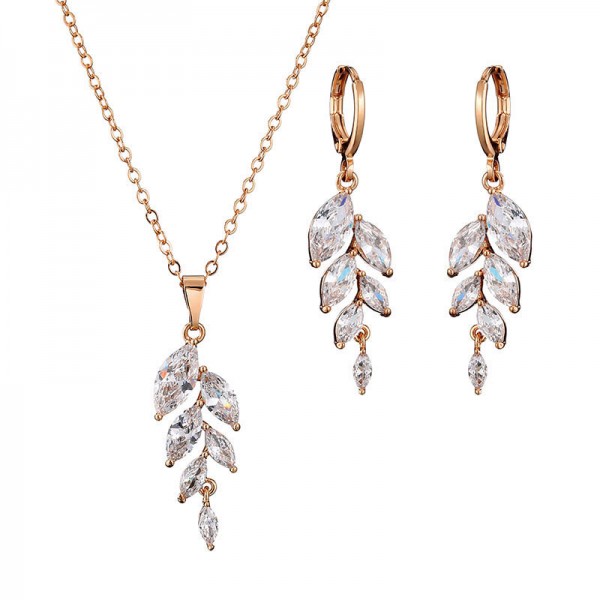 Ladies' Elegant Copper/Zircon Cubic Zirconia Jewelry Sets For Her