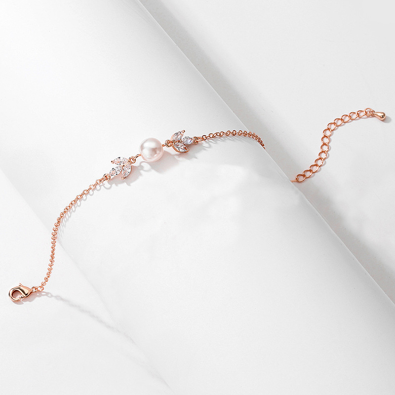 Ladies' Elegant Copper/Zircon/Imitation Pearls Bracelets For Her