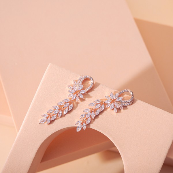 Ladies' Fashionable Copper/Zircon Earrings For Bride/For Bridesmaid/For Mother/For Couple/For Her
