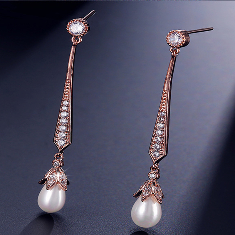 Ladies' Elegant Copper/Zircon Earrings For Bride/For Bridesmaid/For Mother/For Couple/For Her