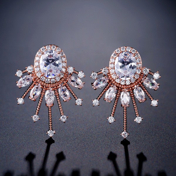 Ladies' Fashionable Copper/Zircon Earrings For Bride/For Bridesmaid/For Mother/For Couple/For Her