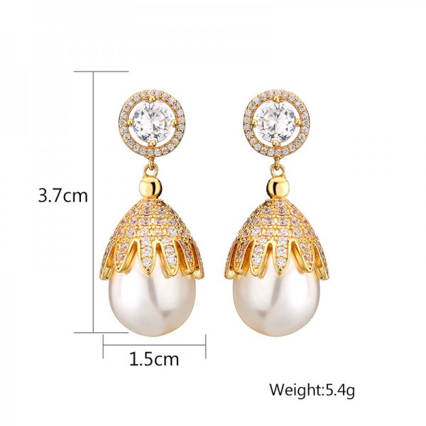 Ladies'/Couples' Elegant/Beautiful/Fashionable/Classic/Simple Copper/Imitation Pearls Earrings