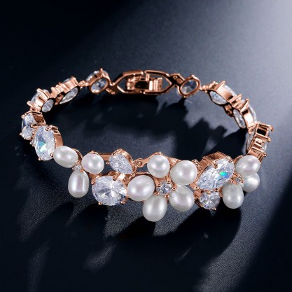 Ladies'/Couples' Elegant/Beautiful/Fashionable/Classic/Simple Copper/Zircon/Imitation Pearls Bracelets