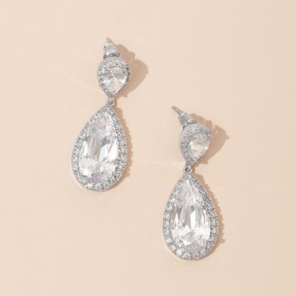 Gorgeous Zircon/Platinum Plated Ladies' Earrings