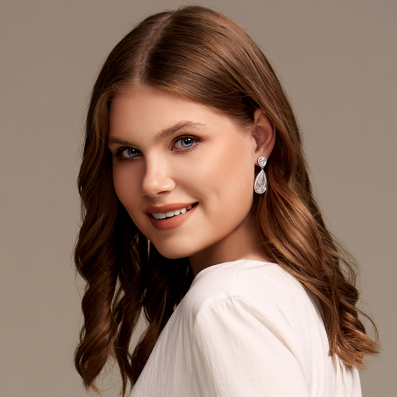 Gorgeous Zircon/Platinum Plated Ladies' Earrings