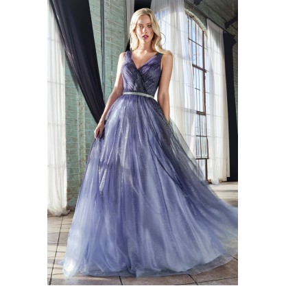Ombre Ball Gown With Pleated Bodice And Glitter Tulle Finish by Cinderella Divine -CB053