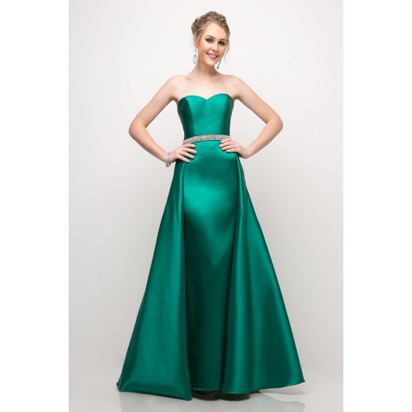 Strapless Mikado Gown With Sheath Underskirt And Ballgown Overskirt, Complete With Beaded Belt by Cinderella Divine -UT253