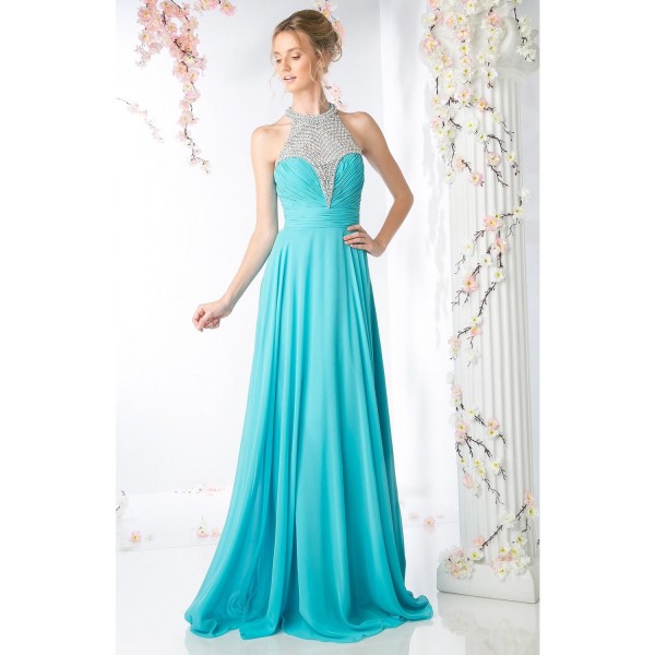 Beaded Chiffon Sheath Dress by Cinderella Divine -JC4100