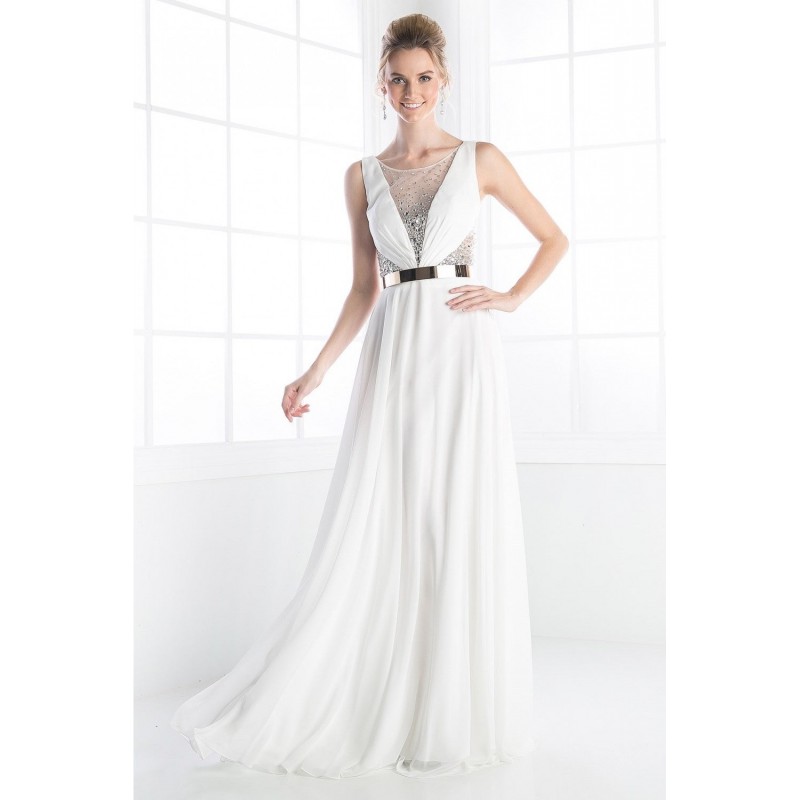 Beaded Sateen Sheath Dress by Cinderella Divine -JC4090