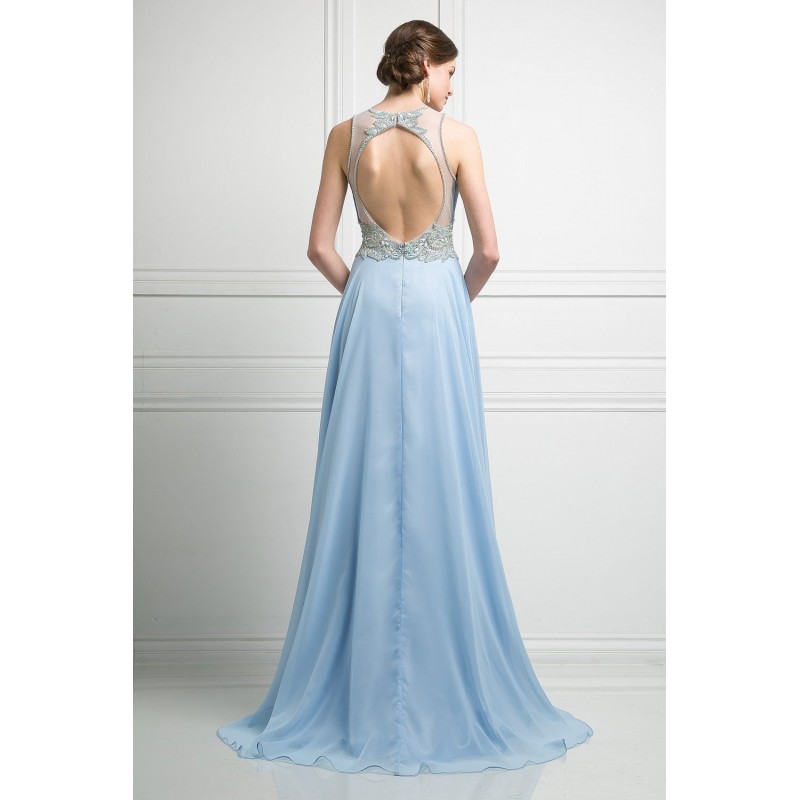 Beaded Chiffon Empire Waist Dress by Cinderella Divine -CK78
