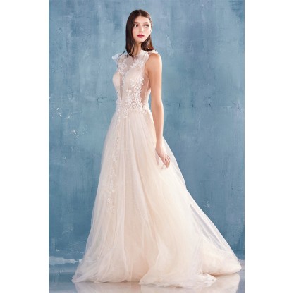 Cherry Blossom Gathered Tulle A-Line Gown by Andrea and Leo -A0731