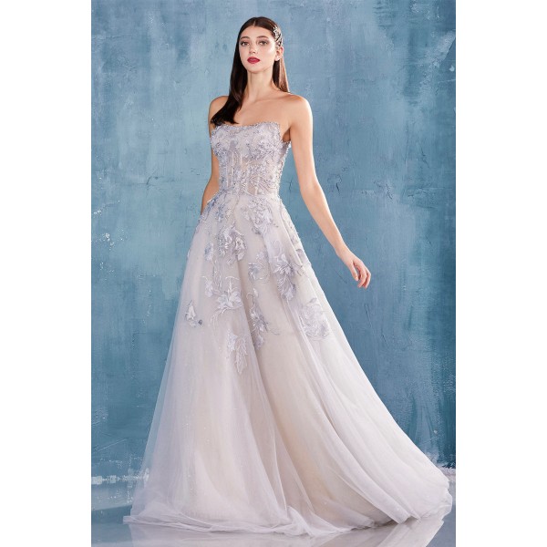 Strapless Ethereal Garden Tulle Ballgown by Andrea and Leo -A0746