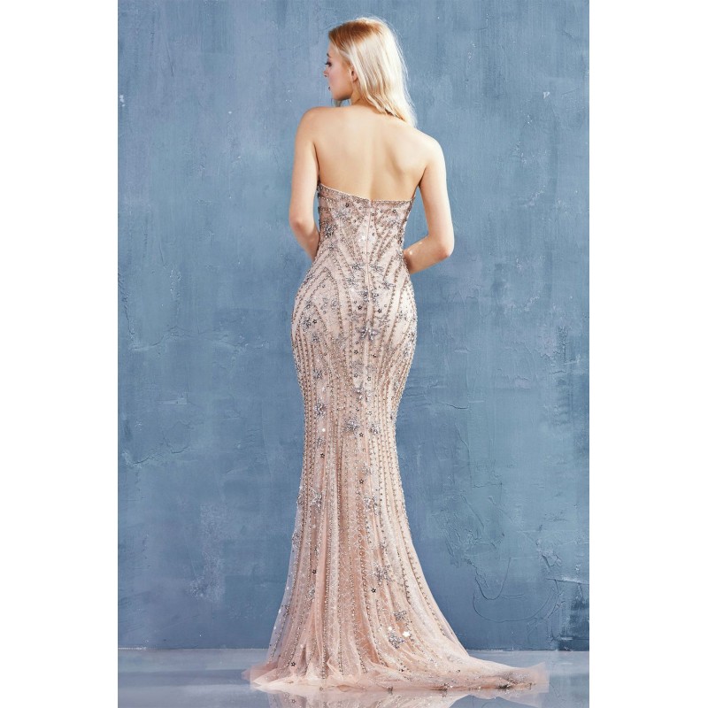 Star Is Born Beaded Sweetheart Mermaid Gown. Back Zipper Closure, No Stretch. by Andrea and Leo -A0961