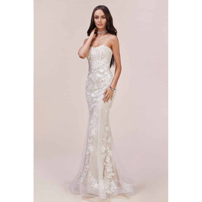 Enchanted Lace Bustier-Like Mermaid Gown by Andrea and Leo -A0488