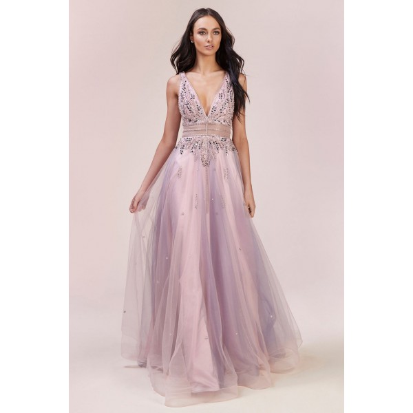 Esmeralda Bead Tulle Gown by Andrea and Leo -A0598