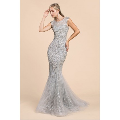 Sterling Beadwork Mermaid Gown by Andrea and Leo -A0239