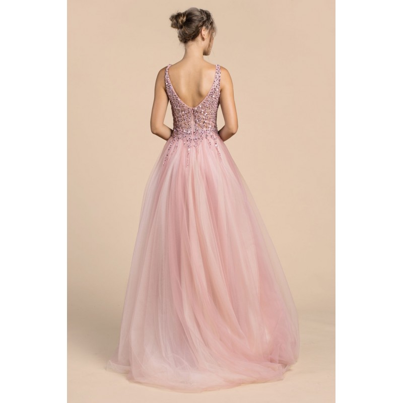 Trickle Bead Soft Ball Gown by Andrea and Leo -A0391