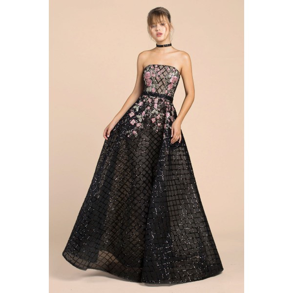 Floral Lattice Sequin Ball Gown by Andrea and Leo -A0393