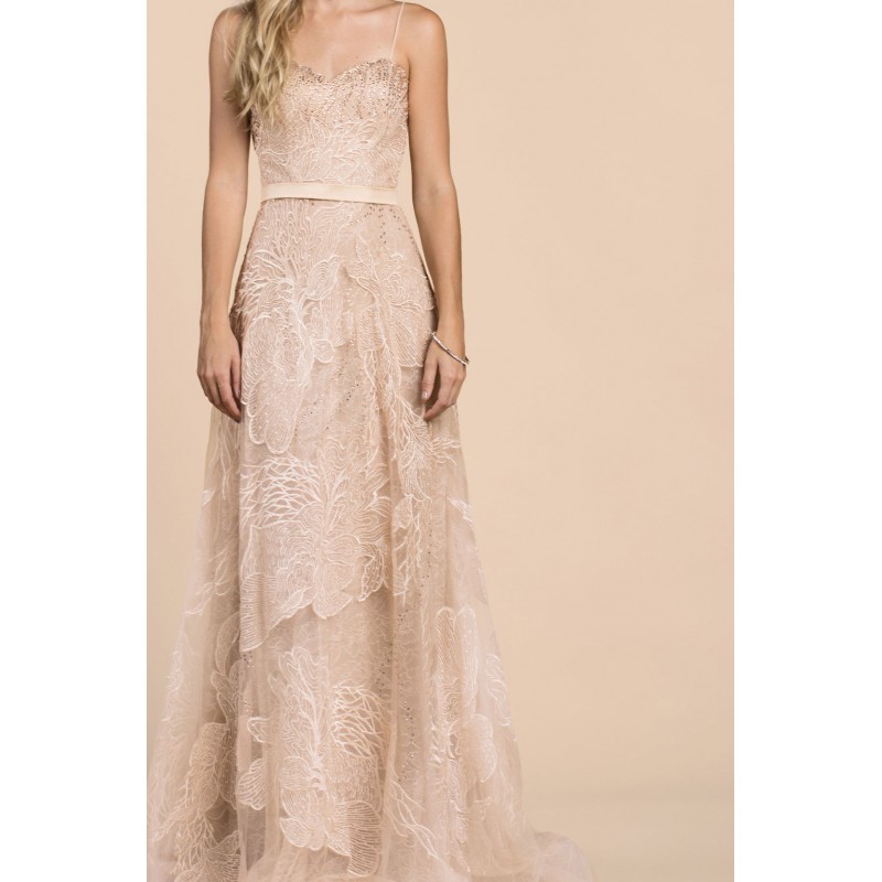 Oriental Orchid Lace A-Line Gown With A Sweetheart Neckline And Delicate Straps by Andrea and Leo -A0435