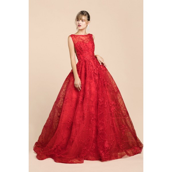 Floral Gazar Ball Gown by Andrea and Leo -A0471