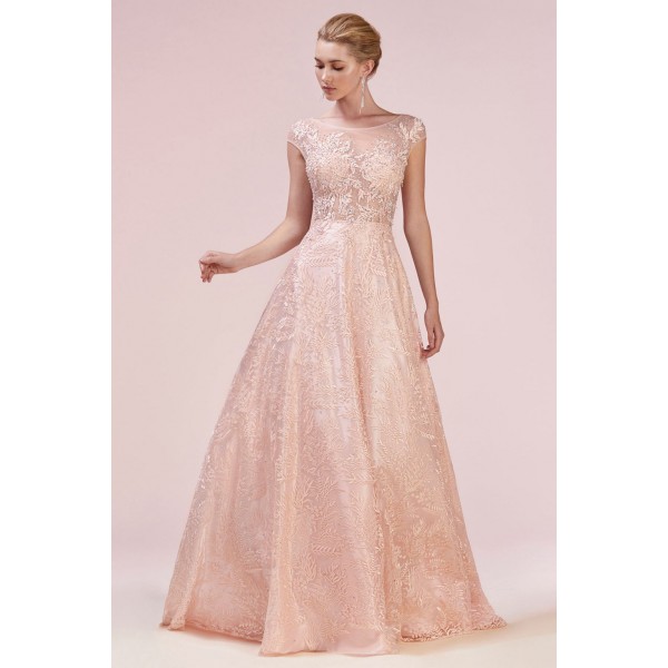 Fern Lace A-Line Ballgown With Illusion Bodice by Andrea and Leo -A0589