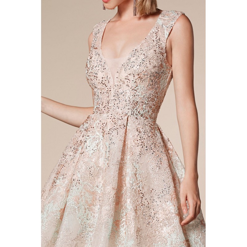 Andradite Multi-Colored Lace A-Line Gown by Andrea and Leo -A0706