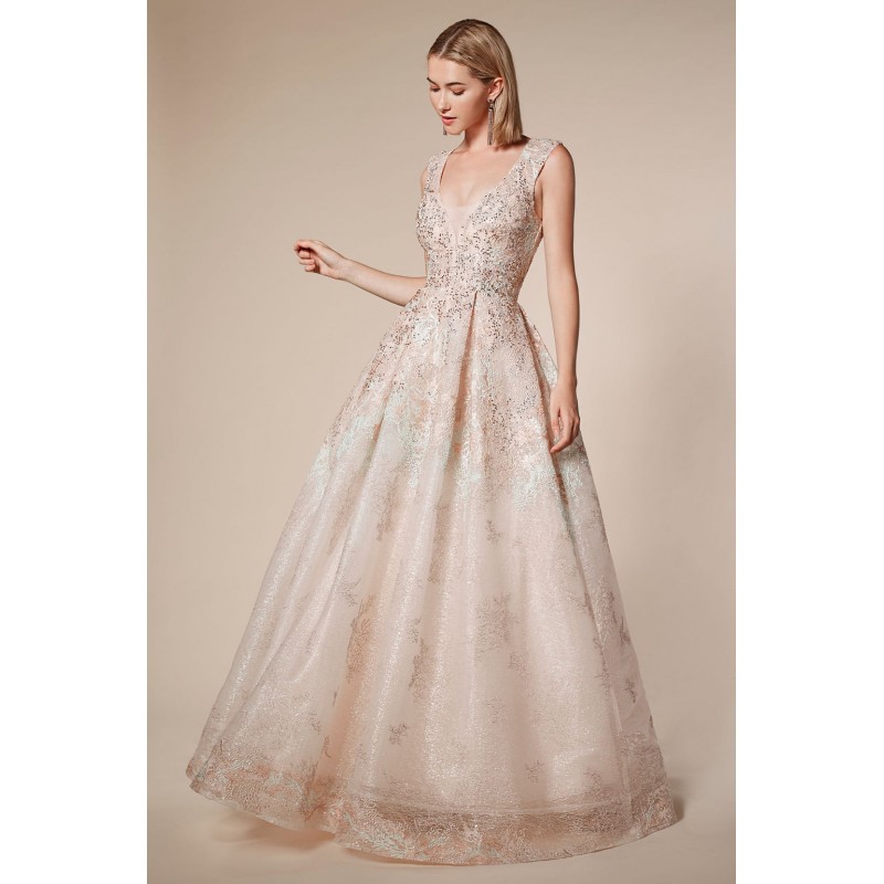Andradite Multi-Colored Lace A-Line Gown by Andrea and Leo -A0706