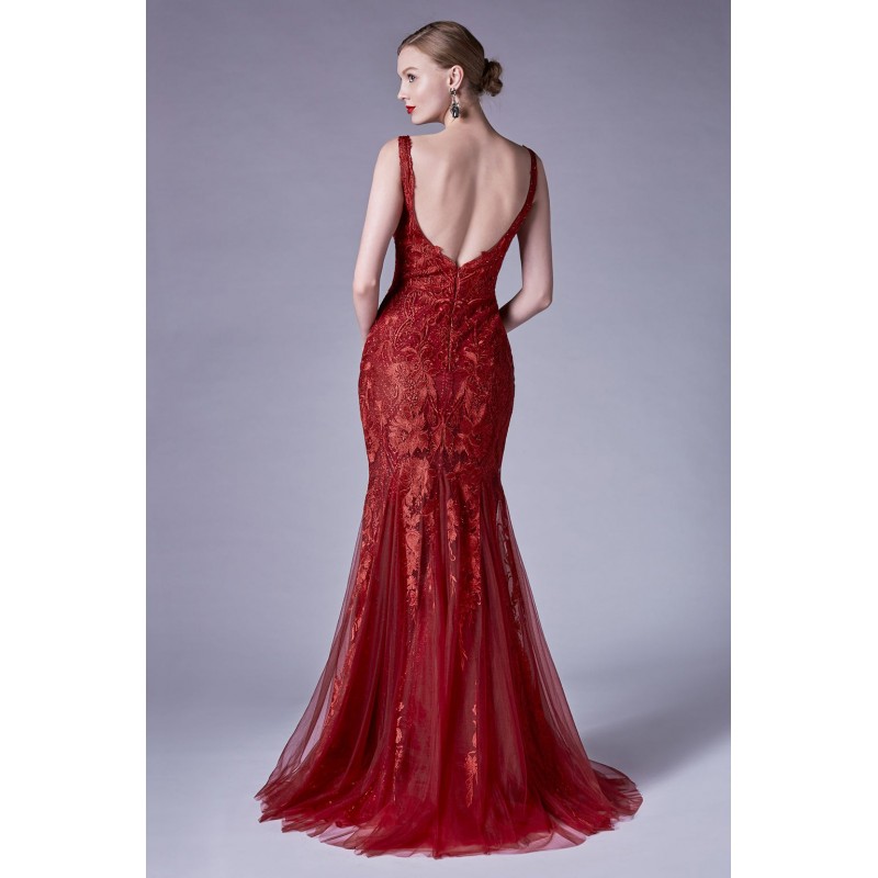 Elegant Bateau Neckline Lace Fit And Flare Gown by Andrea and Leo -A0711