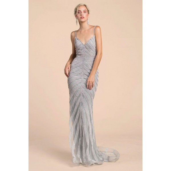 Gatsby Starlight Beaded Fit And Flare Gown by Andrea and Leo -A0253