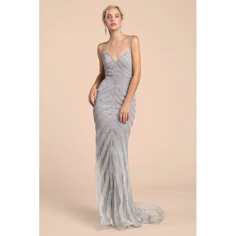 Gatsby Starlight Beaded Fit And Flare Gown by Andrea and Leo -A0253