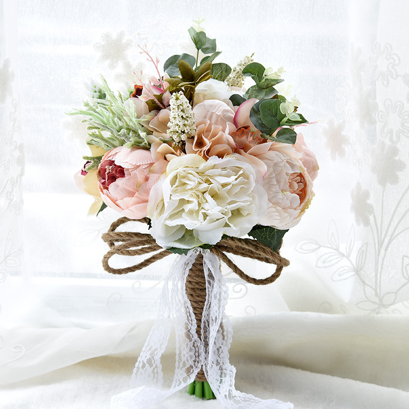 Round Satin/Silk Bridal Bouquets -