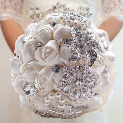 Round Satin Bridal Bouquets (Sold in a single piece) -