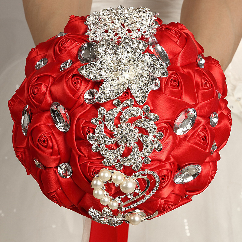 Round Satin Bridal Bouquets (Sold in a single piece) -