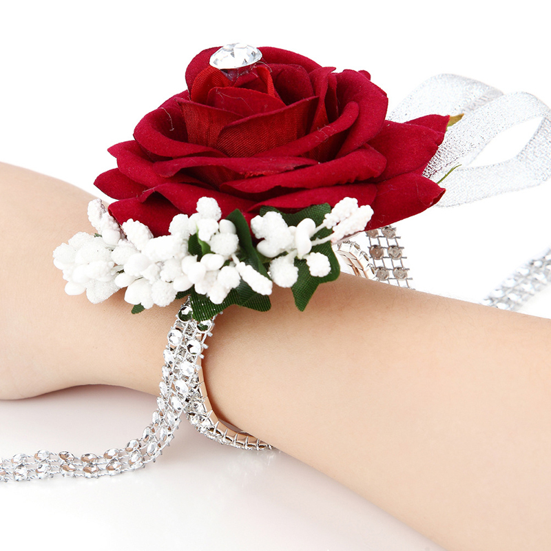 Simple And Elegant Rosy Fabric Wrist Corsage (Sold in a single piece) - Wrist Corsage