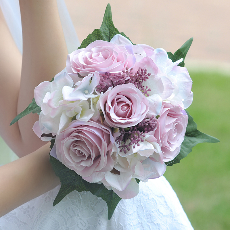 Classic Round Satin Bridal Bouquets (Sold in a single piece) -