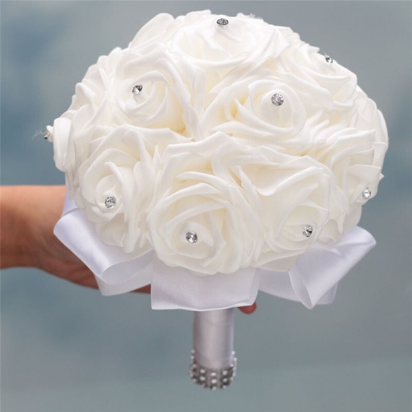 Round Satin Bridal Bouquets (Sold in a single piece) - Bridal Bouquets