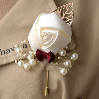 Hand-tied Satin Boutonniere (Sold in a single piece) -