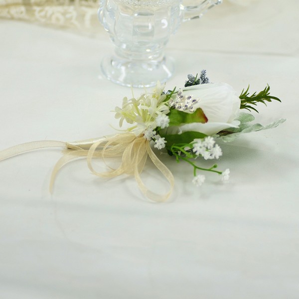 Hand-tied Silk Flower Boutonniere (Sold in a single piece) -