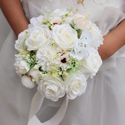 Elegant Round Silk Flower Bridal Bouquets - Bridal Bouquets