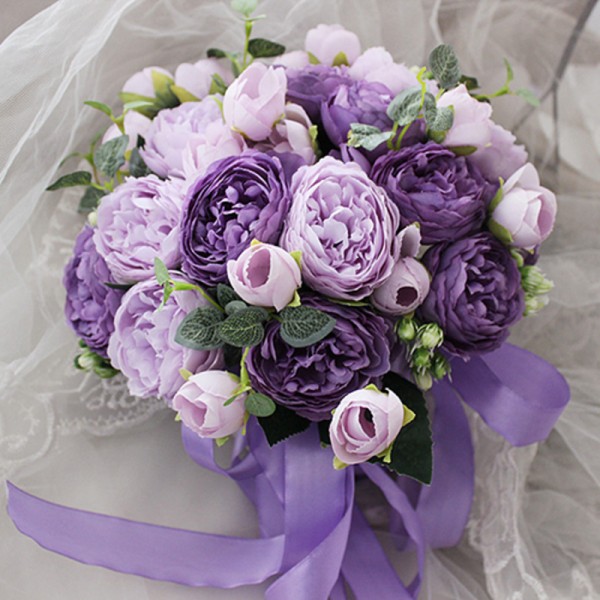 Elegant Round Silk Flower Bridal Bouquets - Bridal Bouquets