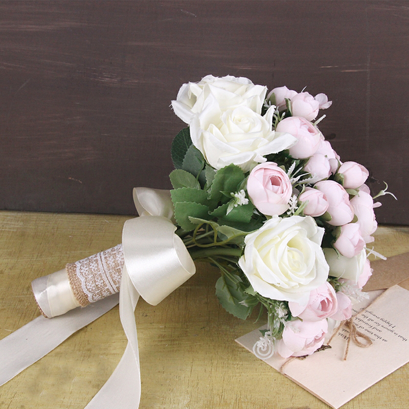 Classic Hand-tied Ribbon/Silk Flower Bridal Bouquets (Sold in a single piece) - Bridal Bouquets