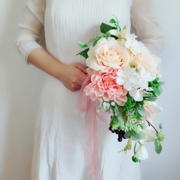 Classic Hand-tied Organza/Ribbon/Silk Flower Bridal Bouquets (Sold in a single piece) - Bridal Bouquets