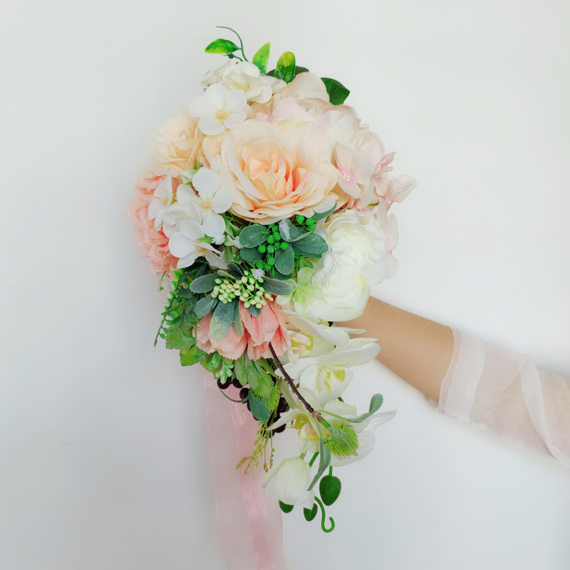 Classic Hand-tied Organza/Ribbon/Silk Flower Bridal Bouquets (Sold in a single piece) - Bridal Bouquets
