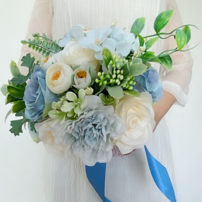 Classic Hand-tied Lace/Rhinestone/Artificial Flower Bridal Bouquets (Sold in a single piece) - Bridal Bouquets