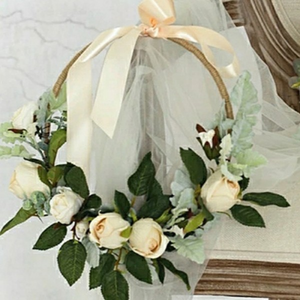 Classic Hand-tied Linen Rope/Artificial Flower Wedding Table Flowers (Sold in a single piece) -