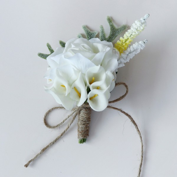Elegant Hand-tied Silk Flower Boutonniere - Boutonniere