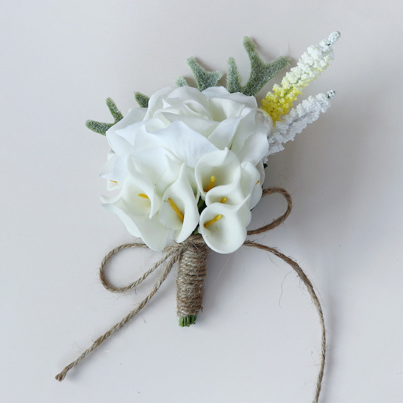 Elegant Hand-tied Silk Flower Boutonniere - Boutonniere