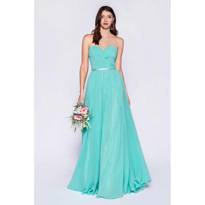 Strapless Chiffon A-Line Dress With Gathered Bodice And Sweetheart Neckline. Short Version Style Number 7456(7455) by Cinderella Divine -7455